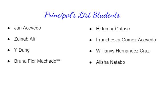 principal list students